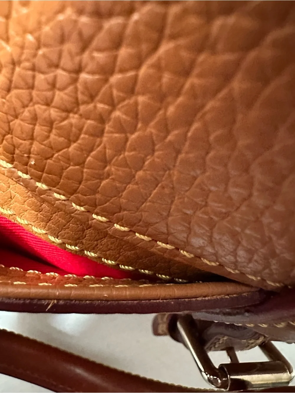 Dooney & Bourke Rustic Brown Pebbled Leather Domed Tassel Satchel - Picture 10 of 12